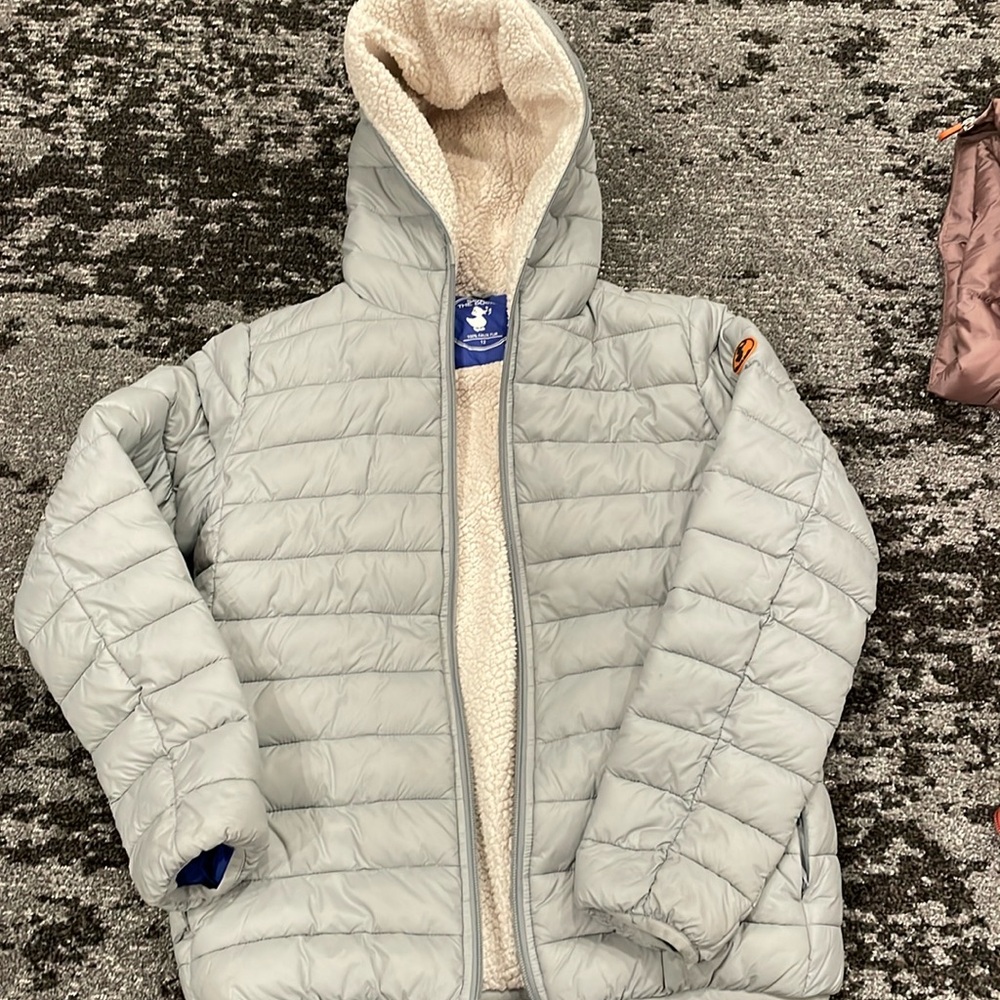 Light grey fleece lined save the duck coat